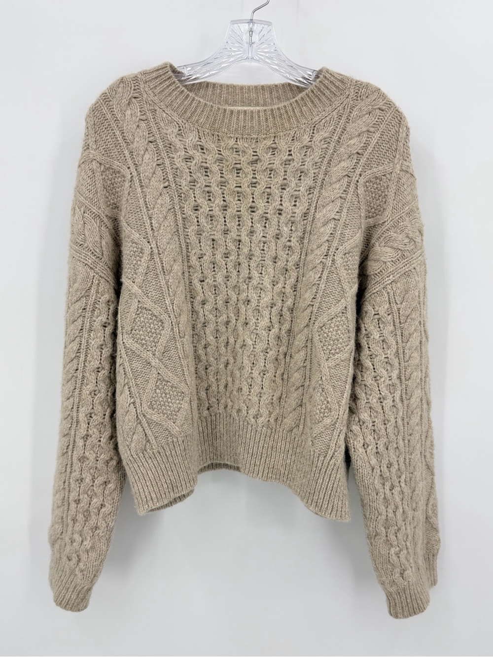 Buck Mason Highland Cable Crew Alpaca Oatmeal Size M